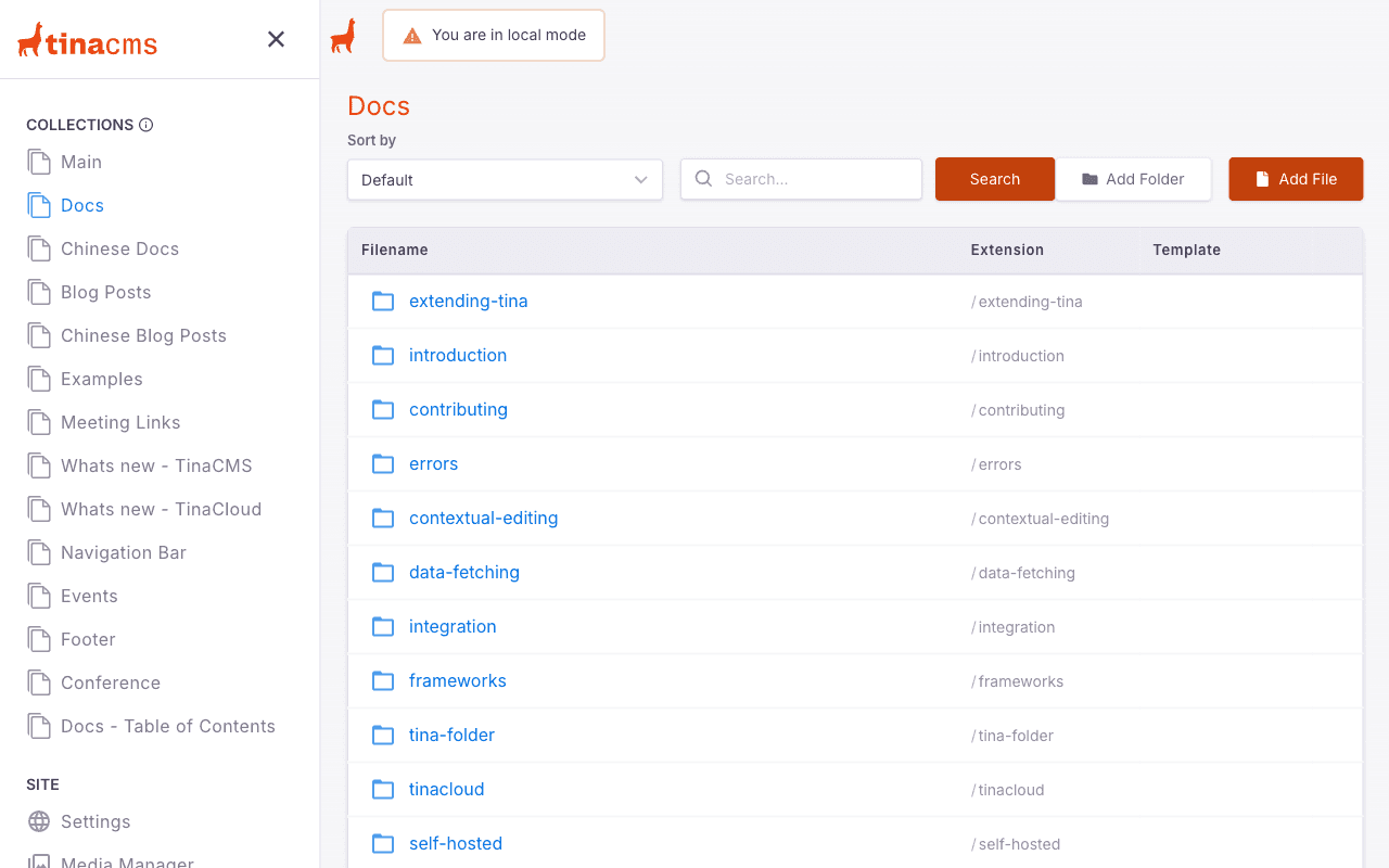 TinaCMS Editor List Page